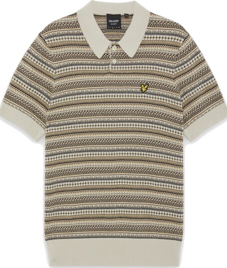 Lyle & Scott Fairisle Short Sleeve Polo Cream S