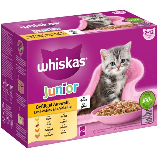Whiskas Megapakke Junior Porsjonsposer 24 X 85 Gram Fjærfeutvalg I Gelè Whiskas Megapakke Junior Porsjonsposer 24 X 85 Gram Fjærfeutvalg I Gelè