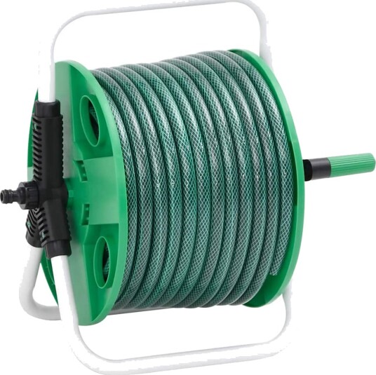 Frittstående slangetrommel grønn med slangefester 0,5" 30 m PVC