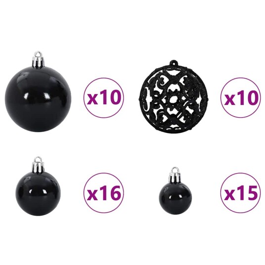vidaXL Julekule Sett med 300 LED 120 pcs Svart Plast