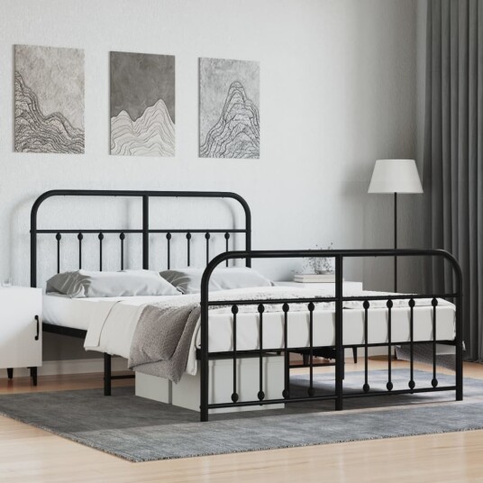 vidaXL Sengeramme i metall med hode- og fotgavl svart 140x200 cm 8720845881405 vidaXL Sengeramme i metall med hode- og fotgavl svart 140x200 cm 8720845881405