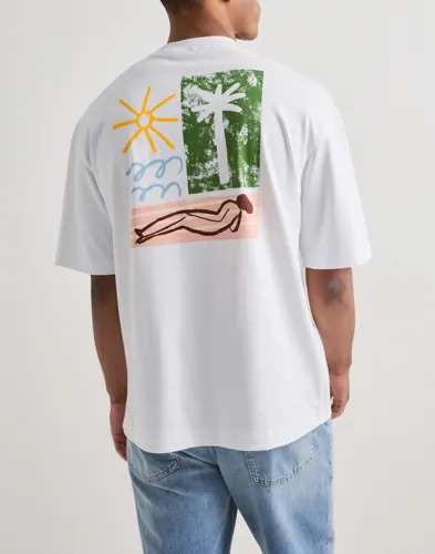 Selected Men Slhrelaxnorman License Ss Tee Kortermede t shirts Hvit