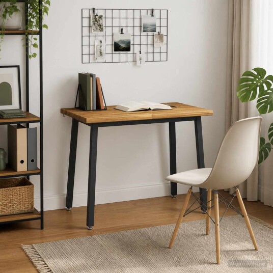 vidaXL 110 x 55 x 75 cm Solid akasietre Hvit og svart Rektangulær