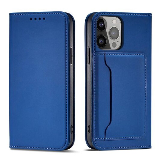 Hurtel Magnet Card Case for Samsung Galaxy S23 Ultra Flip Cover Wallet Stand Blue