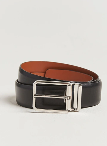 Santoni Classic Leather Belt Black Calf