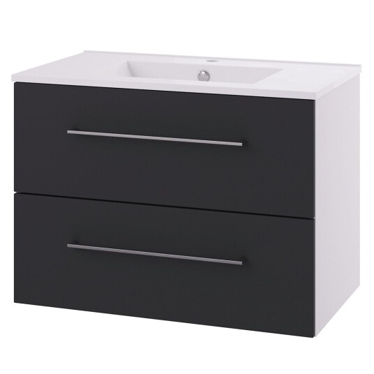 Linn Bad Hilde Møbelpakke - Servantskap med Servant Svart Matt / 80cm Porselensservant Linn Bad Hilde Møbelpakke - Servantskap med Servant Svart Matt / 80cm Porselensservant