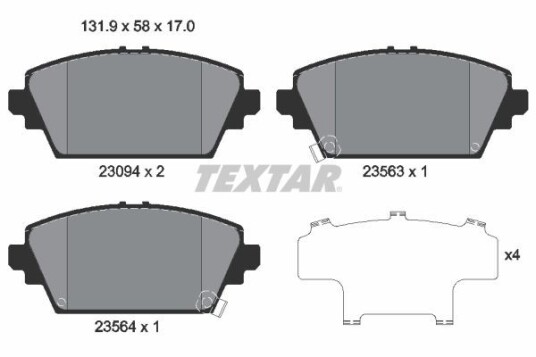 Bremseklosser TEXTAR 2309401 Bremseklosser TEXTAR 2309401