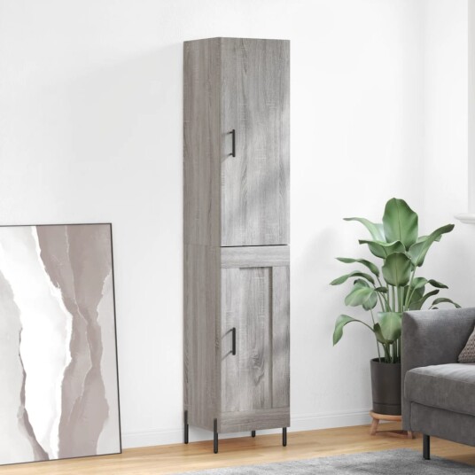 vidaXL Highboard grå sonoma 34,5x34x180 cm konstruert tre 8720845485412