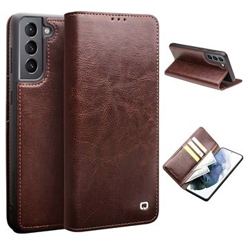 Qialino Classic Samsung Galaxy S21+ 5G Lommebok-deksel I Lær Brun