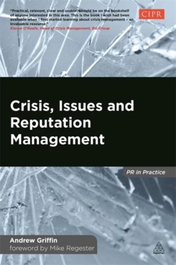 Crisis, Issues And Reputation Management Av Andrew Griffin