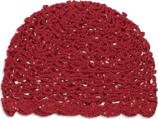 SUI AVA Crochet Sequin Hat   Red   ONE SIZE