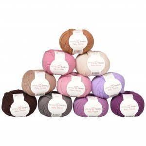 Infinity Hearts Baby Merino Garnpakke 17 Brune og Lilla nyanser  10 s  Infinity Hearts Baby Merino Garnpakke 17 Brun og Lilla