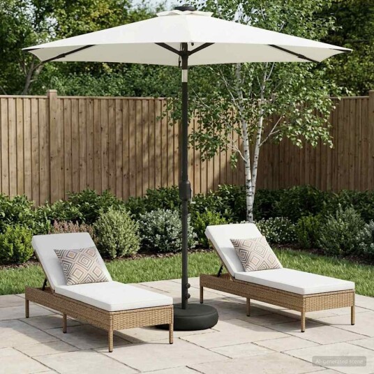 vidaXL Hageparasol med LED lamper og fot 2,3 x 2,3 m Polyester Krem