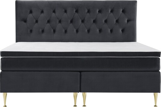 Royal Velvet Komplett Sengepakke 210x210 cm Svart Fløyel/Høye Gullben