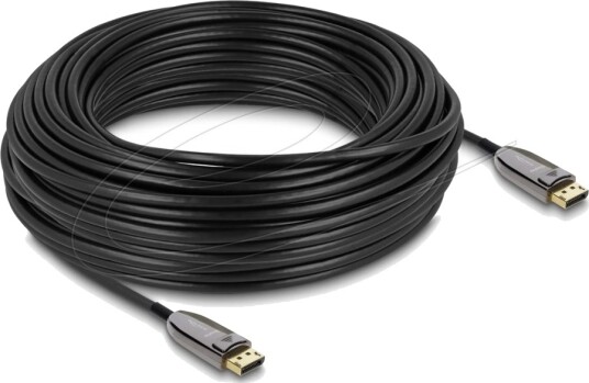 Delock Active Optical Displayport Kabel Displayport Hann Til Displayport Hann Displayport 2.1 30 M 8 K 60 Hz 7680 X 4320 Støtte Up To 40 Gbps Data Transfer Rate Svart