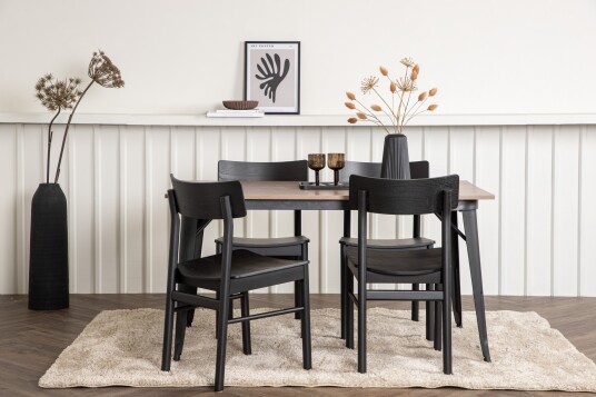 Venture Home Tempe Matgruppe 140 cm Rektangulær med 4 Montros stoler Sort