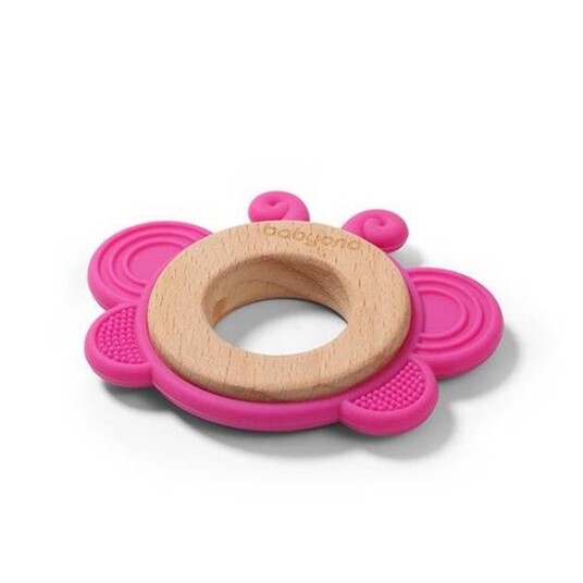 Babyono Sommerfugl Bitering Silikon og Tre Rosa