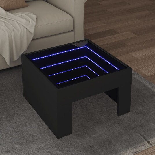 Salongbord med Infinity LED svart 50x50x30 cm 847603