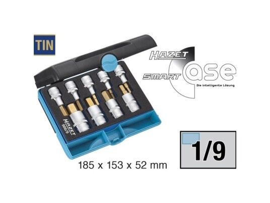 Hazet 986/9 / 986/9 N Topnøgle-Bit-Sæt 1/2 (12,5 Mm) 9 Dele 986/9