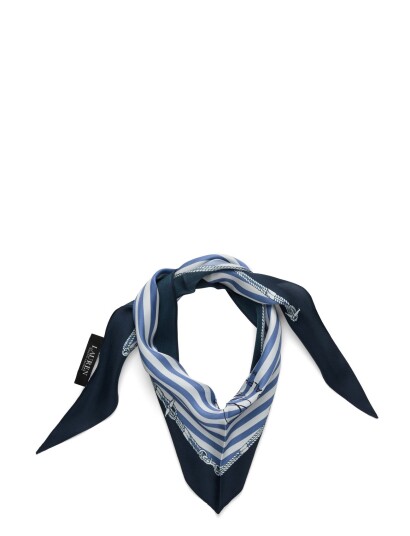 Lauren Ralph Lauren Striped Crest Silk Diamond Scarf Navy ONE SIZE Lauren Ralph Lauren Striped Crest Silk Diamond Scarf Navy ONE SIZE