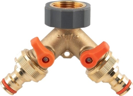 Bradas Fordelerrør 2-Veis Gw 3/4" X Gz 3/4" Messing Med Ventiler Brass Soft Bradas Fordelerrør 2-Veis Gw 3/4" X Gz 3/4" Messing Med Ventiler Brass Soft