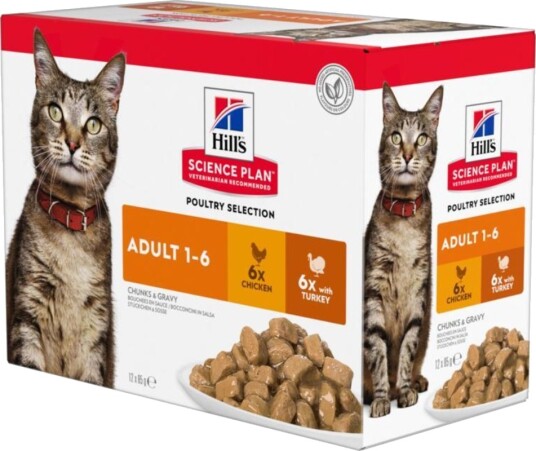 Hill'S Science Plan Adult Våtfôr Til Voksne Katter Fjærkreutvalg 48 X 85 G