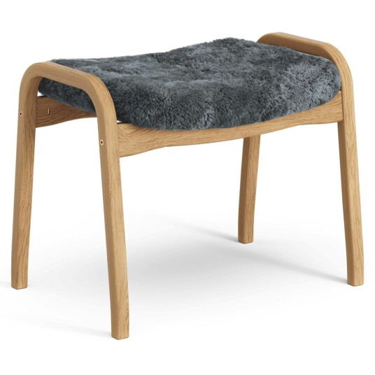 Swedese Lamino Fotskammel Saueskinn/Oljet Eik Charcoal