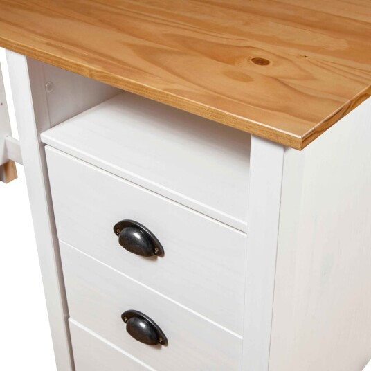vidaXL Skrivebord Hill med 3 skuffer 120x50x74 cm heltre furu
