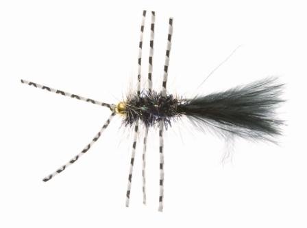 Unique Flies Gold Bead Crystal B. Rubber Leg Black #8