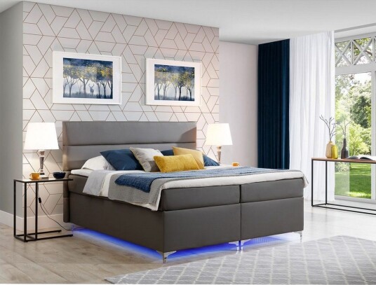 Boxspring Eltap Amadeo med LED Soft 29 Grå 180x200 cm