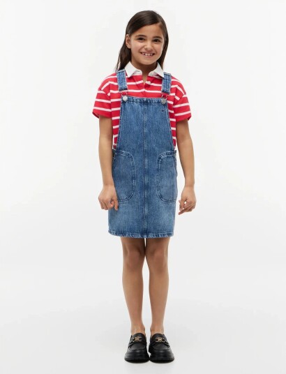 Tommy Hilfiger Star Flag Dungaree Dress   Blue   140