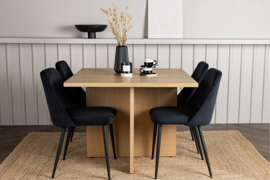 Venture Home Leo Spisegruppe 100 cm Rektangulær med 4 Night Stoler Sort