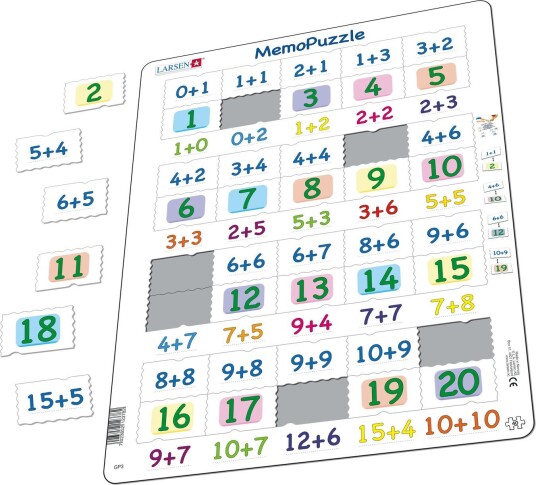Larsen Plusregning 0-20 Memopuslespill 40 Brikker Larsen Plusregning 0-20 Memopuslespill 40 Brikker