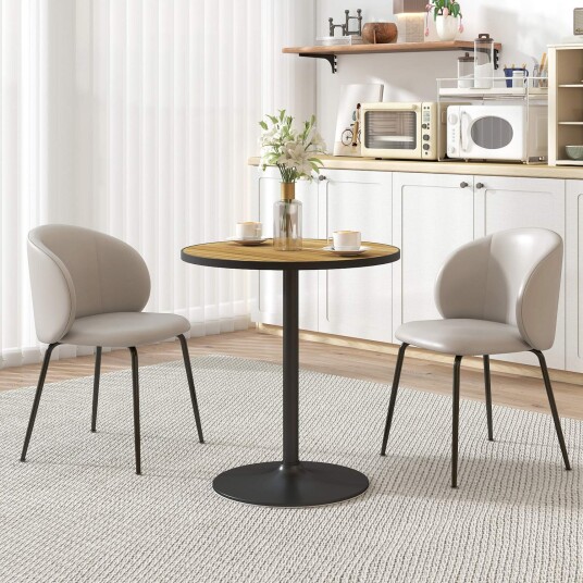 Rundt spisebord eik utseende kompakt design for 2 4 personer eik