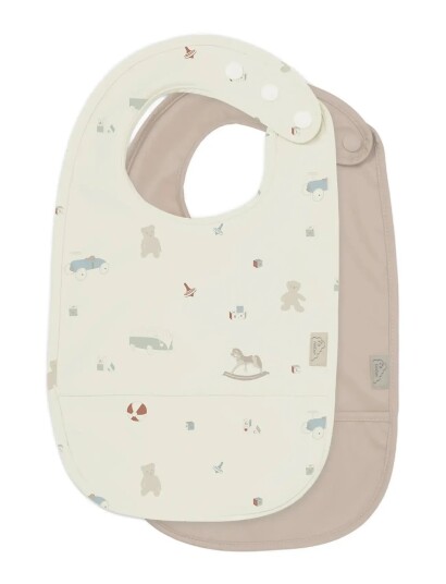 Cam Cam Copenhagen Bib W/ Pocket 2-Pack Vintage Toys Beige ONE SIZE