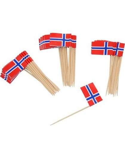 50 stk Muffins/Kakedekorasjoner med Norske Flagget