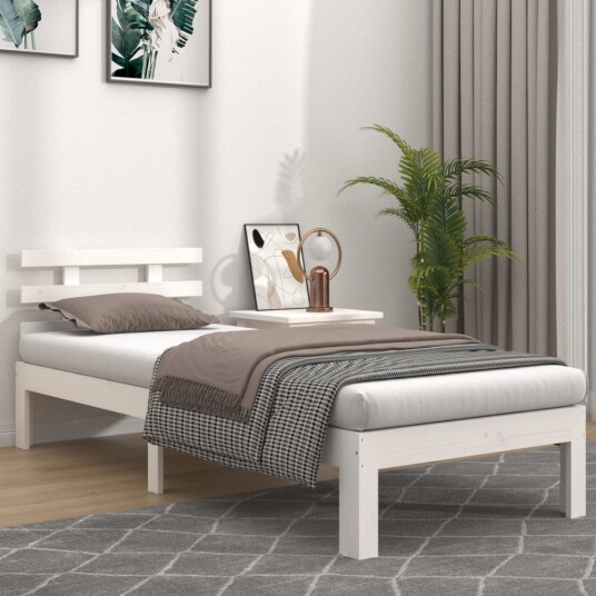 vidaXL Sengeramme hvit heltre 90x190 cm 3FT Single