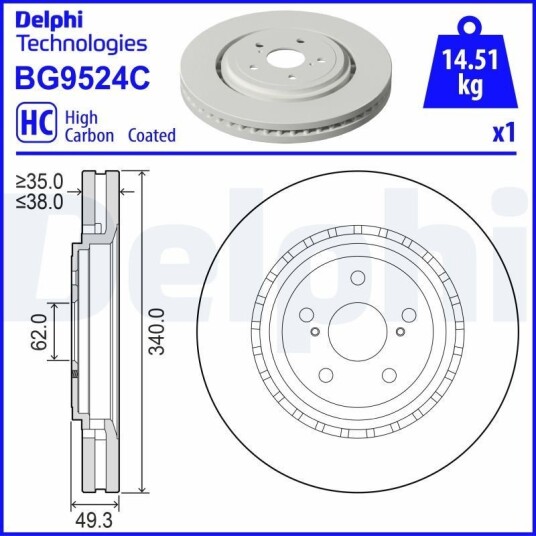 Bremseskive DELPHI BG9524C
