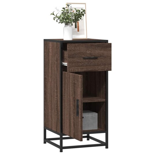 Skjenk brun eik 35,5x35x76 cm konstruert tre og metall 8721102840227