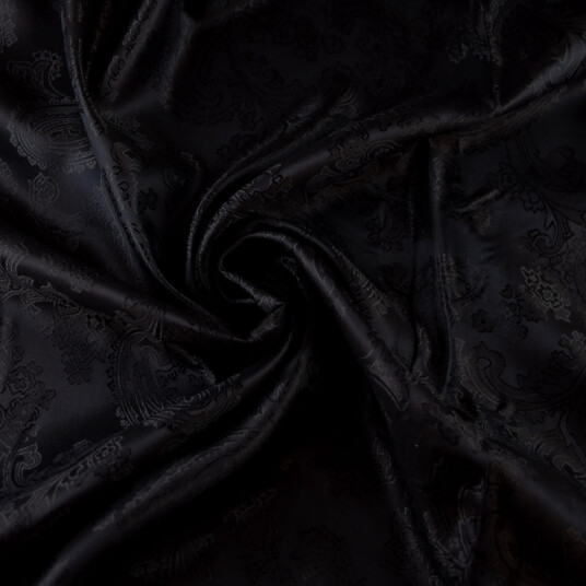 Jaquardvevd fôrstoff Paisley, sort