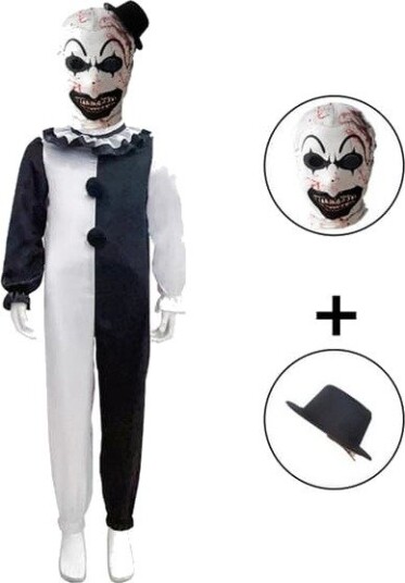 Litotail Terrifier Klovn Jumpsuit Kostyme Svart/Hvit AA