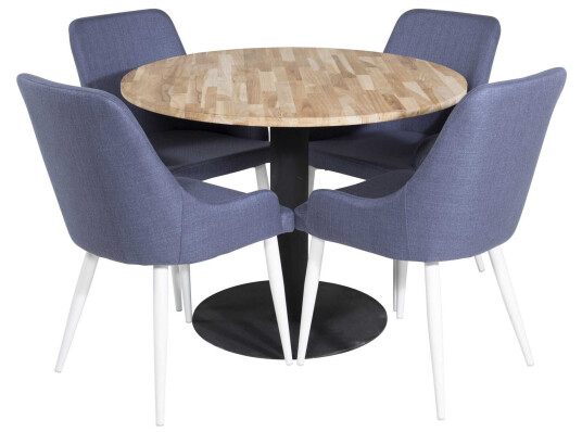 Venture Design Cirebon & Plaza spisegruppe Natur/blå 4 st stoler & bord 100 cm
