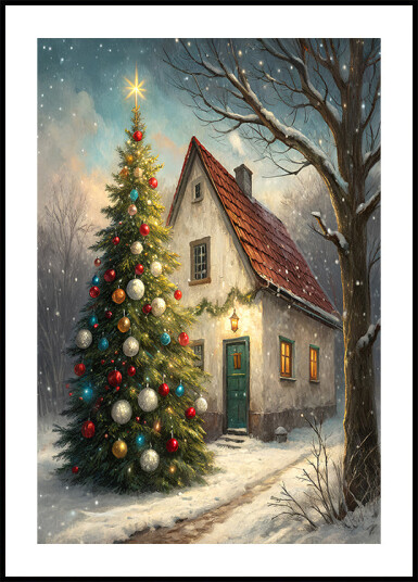 Cozy Christmas Cottage Plakat Plakat / 21x30cm