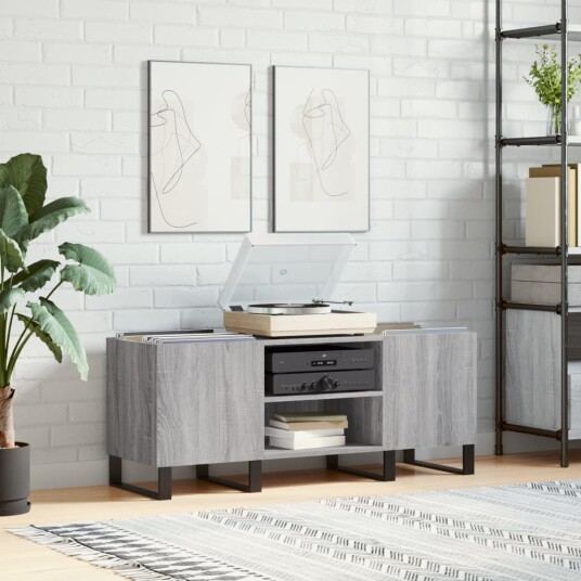 Hifi benk grå sonoma 121x38x48 cm konstruert tre Hifi benk grå sonoma 121x38x48 cm konstruert tre