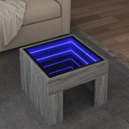 Salongbord med Infinity LED grå sonoma 40x40x30 cm 847600