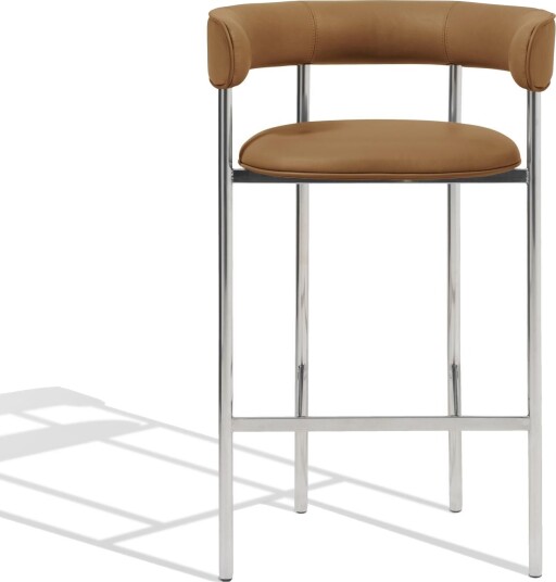 Møbel Copenhagen Font Barstol med Armlene 75 cm Dunes Cognac/Polert Stålunderstell