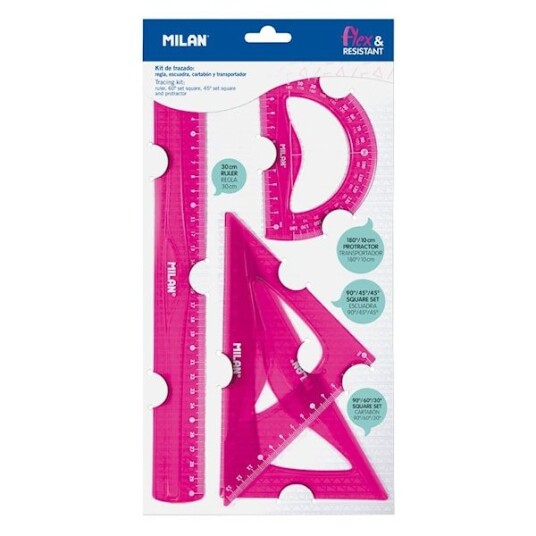 Milan Fleksibelt Linjalsett Rosa