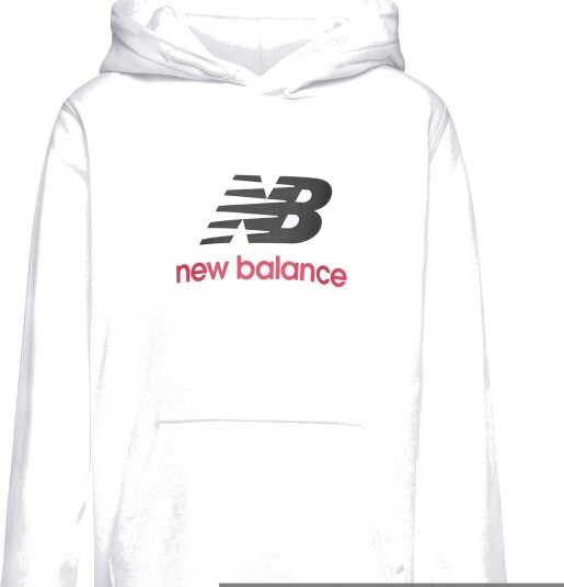 New Balance New Balance French Terry Stacked Logo Hoodie White 140 New Balance New Balance French Terry Stacked Logo Hoodie White 140