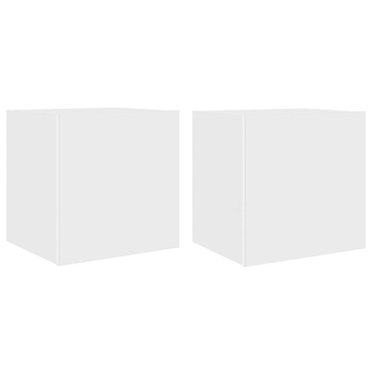  Vegghengte TV-benker med LED 2 stk hvit 40,5x35x40 cm 837247