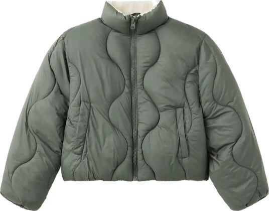 Mango Quilted Jacket Khaki green 7